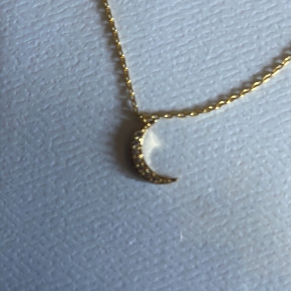 ✨✨FRESH&CO GOLD DIPPED CUBIC ZIRCONIA MOON 🌙 AND STAR ⭐️ NECKLACE!! NEW - Picture 3 of 3